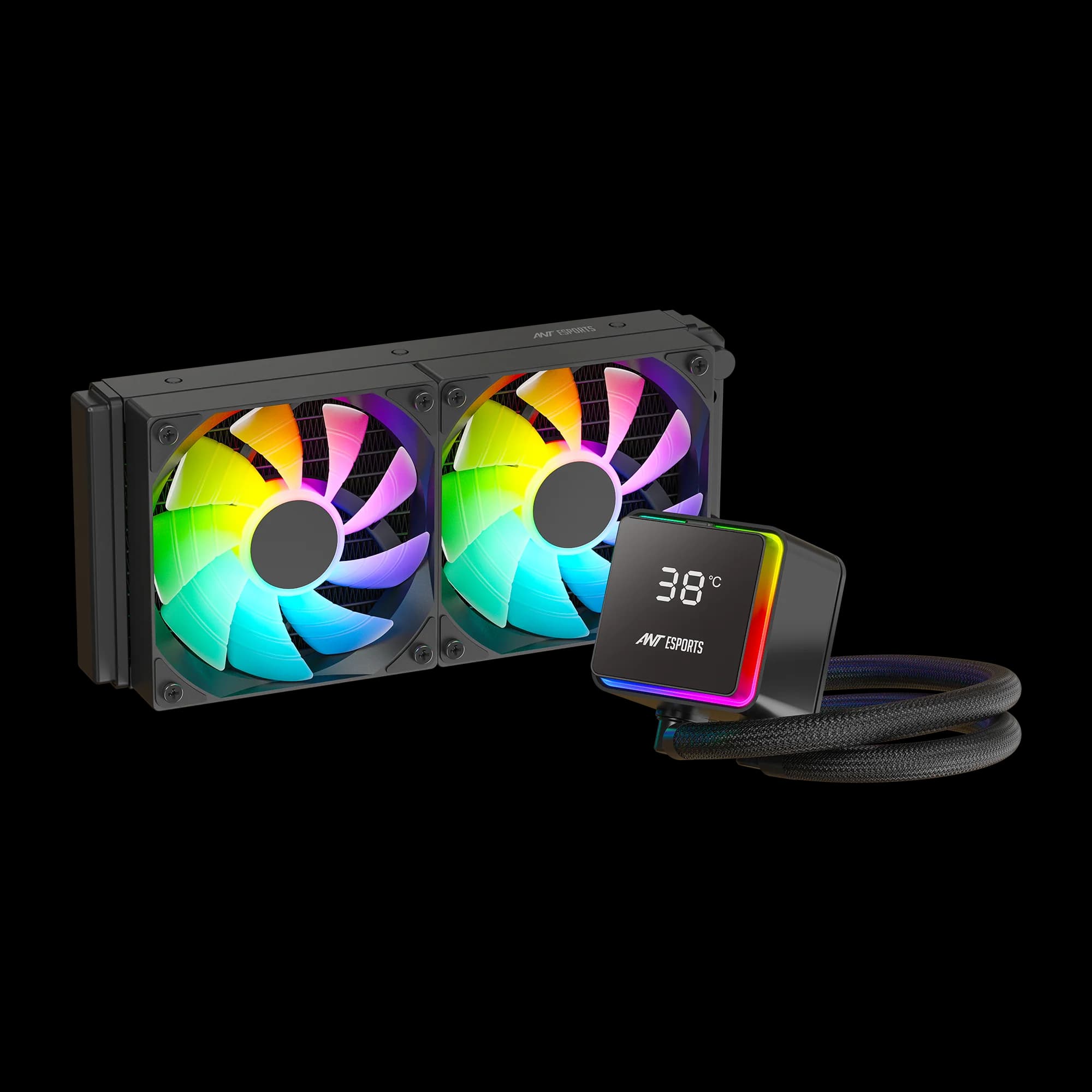 Ant Esports Liquid Cooler IceStorm 240 ARGB 240mm With Digital Temperature Display - Black